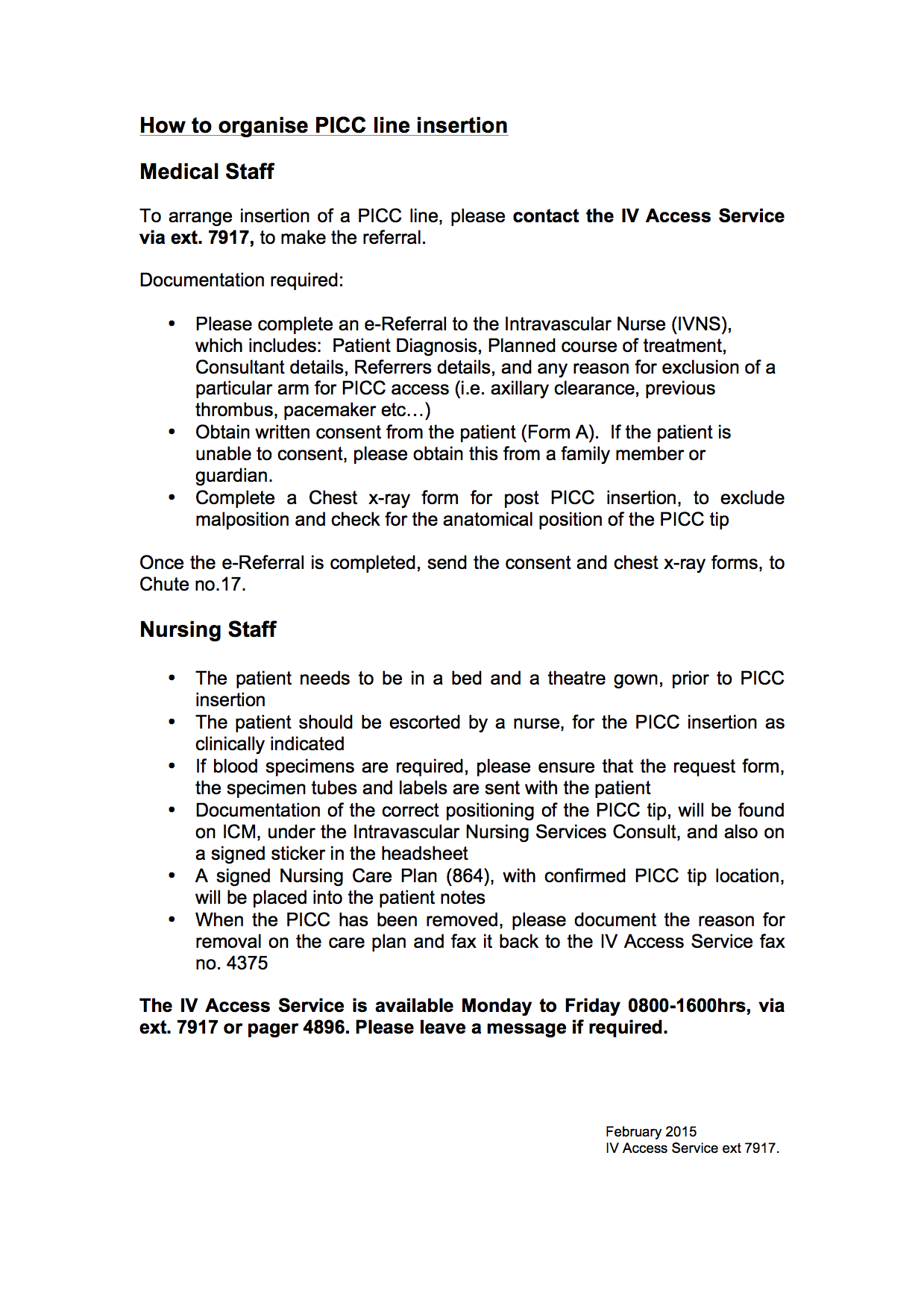 PICC line insertion SCGH Charlie's ED