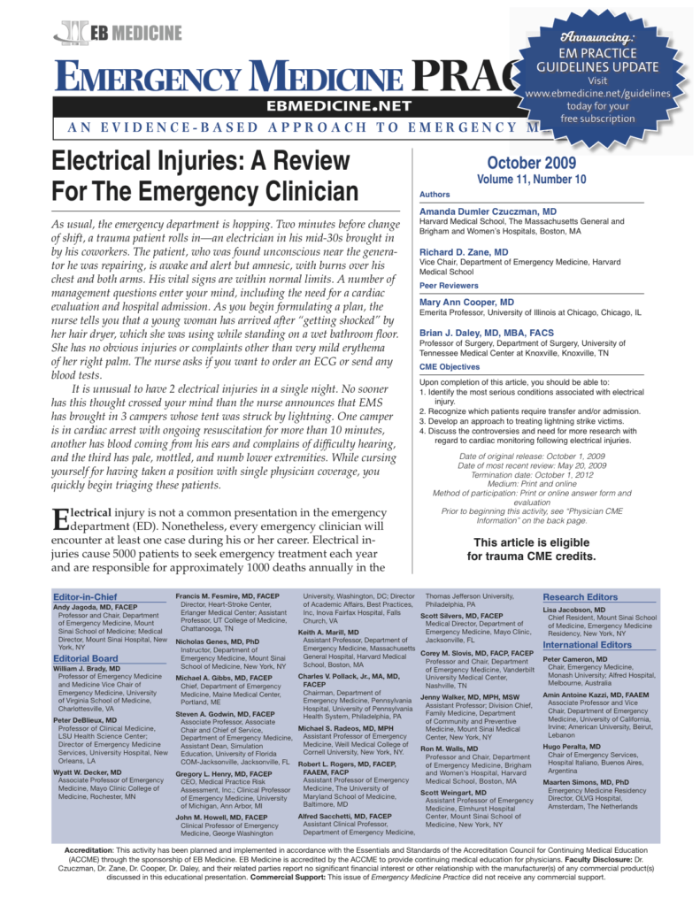 EBM Electrical Injuries a review for the emergency physician