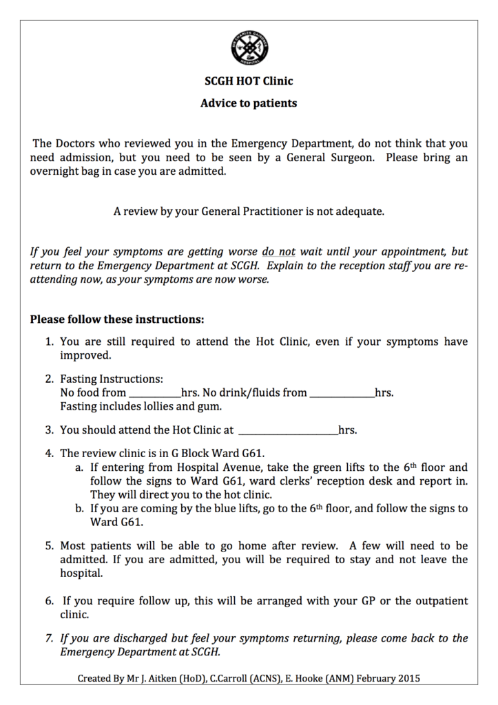 Hot Surgical Clinic Patient Instructions